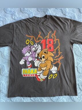 Inaka Power Gray Sonic Hedgehog Parody Graphic T-Shirt Gym Lifting Men’s Size XL